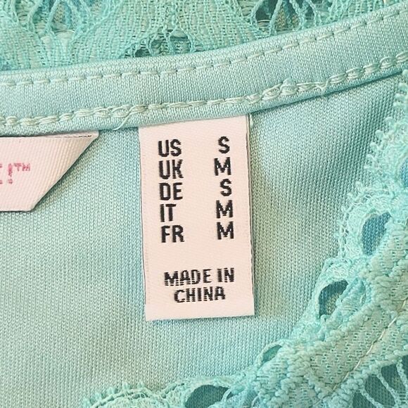 Issac Mizrahi Live! Turquoise Lace Short Sleeve Pullover Stretch Dress Size S - Picture 8 of 10